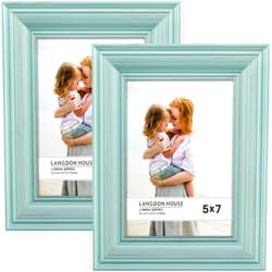 Langdon House 5x7 Real Wood Picture Frames (2 Pack, Eggshell Blue - Gold Accents), Wooden Photo Frame 5 x 7, Wall Mount or Table Top, Lumina Collection