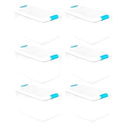 GEEGVV For Sterilite 64 Qt Clear Plastic Stackable Storage Bin w/White Latch Lid, (6 Pack)