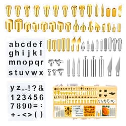 PETUOL 62Pcs Wood Burning Tips, Professional Wood Burning Pen Tips and Alphabet Number Stencils Set, Perfect Wood Burning Embossing Carving DIY Crafts Tool for Adults Beginners