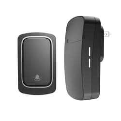 Generic Self-Powered Wireless Doorbell for Home/Office - IP66 Waterproof, Plug-in Doorbell Kit with No Battery Required, 500ft/150m Range & Custom Chimes for Cabin/Classroom (Black)