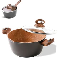 Ecowin Non Stick Dutch Oven StockPot with lid, 3 Quart Nonstick Stock Pot Soup Pot, Granite Pasta Pot Cooking Pot, Casserole with Double Handle Bundle with 3 Quart Saucepan with Lid