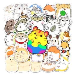 GoodFair 50PCS Hamster Stickers for Water Bottles, Cute Hamster Animal Vinyl Waterproof Stickers Pack Decals for Laptop, Bike Bumper Suitcase Stickers for Kids Teens Adults