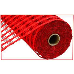 Craig Bachman 10 Inch x 30 Feet Christmas Deco Poly Burlap Check Mesh Ribbon Red