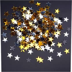 JHuiers Glitter Stars Confetti Table Confetti Black Gold and Silver Metallic Star Confetti - 30 Gram, 10mm