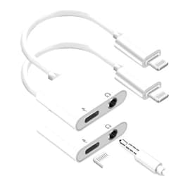 DESOFICON [Apple MFi Certified] iPhone Headphone Adapter 2 Pack, 2 in 1 Lightning to 3.5 mm Headphone Jack Adapter Aux Audio & Charger Splitter Cable for iPhone 14 13 12 11 XS XR X 8 7 6 iPad, Support iOS 16