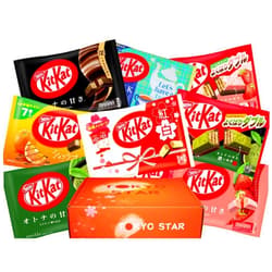 Tokyo Star Japanese KitKat Assortment Box, 80 individually wrapped mini Kit Kat bars! 8 Unique Flavors, Tokyo Star-Gift ready packaging! Limited Edition Varieties