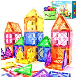 Soyee Magnetic Tiles Toddler Toys Magnetic Building Blocks for Kids Ages 3-12 STEM Educational Toys for Girls & Boys Sensory Play for Preschool Learning