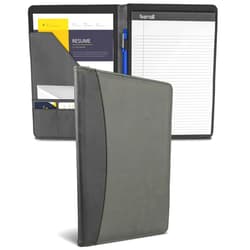 Samsill Two-Tone Padfolio, Resume Portfolio, Business Portfolio, with 8.5 x 11 Writing Pad, Gray & Black