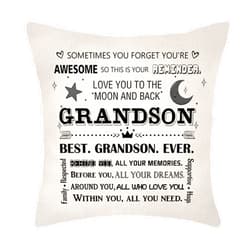 Aconesong Grandson Reminder Gifts Grandson Throw Pillow Cover Cushion Cover Gift for Grandson Idea Christmas Birthday Gifts Inspirational Decoration Pillow Covers Keepsake 18 x 18 inches Beige (Grandson)