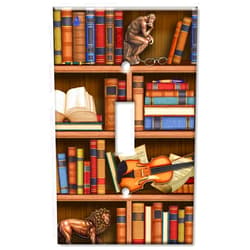 Art Plates - Single Gang Toggle Decorative Metal Wall Plate - Switch Plate - Books In Library design - Image by Dan Morris - (Made in USA)
