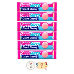 KD Supplies SweeTarts Chewy Nostalgic Candy Pack + Bonus Mystery Gift (Pack of 6, Giant Chewy)