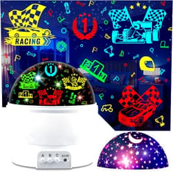 MOKOQI Race Car Night Light Projector Birthday Gifts Toys for Boys Age 3-5 Kids Car Nightlights 360 Degree Rotation with 17 Colors Changing Star Projector Ceiling Light Projector for Boys