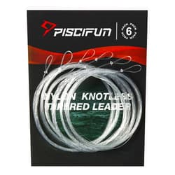Piscifun Fly Fishing Leader with Pre-Tied Loop, Tapered Fly Line Leader, Nylon, Clear, 6 Pack, 7.5FT, 9FT, 12FT, 0X 1X 2X 3X 4X 5X 6X 7X