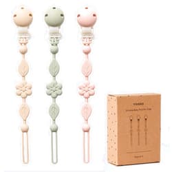 YIVEKO Pacifier Clips for Baby Silicone Pacifier Holder Clips for Boys Girls One Piece Baby Binky Clips YIVEKO Pacifier Clips Flower 3Pcs-Ivory+Sage+Blush