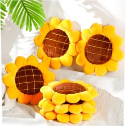 Unittype 6 Pcs Fall Sunflower Floor Pillow Kids Floor Cushions for Classroom Party Favor Gift Throw Pillow Yellow 3D Plush Chair Cushion Reversible Decorative Mat Flower Chair Pad, 15''