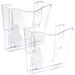 Azar Displays 250088-CLR-2PK Single Vertical Pocket Wall Mount File Holder, Clear (2-Pack)