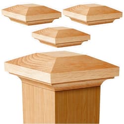 Sasylvia 4 Pcs Wood Newel Post Red Oak Newel Cap Newel Post Cap for Use with 3 Inches Newel Posts