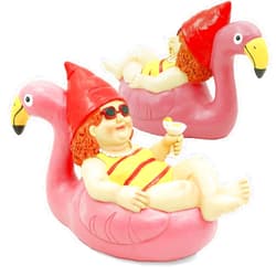 Shefio Garden Gnome with Flamingo - Funny Female Garden Gnome - Outdoor Decor - Statue