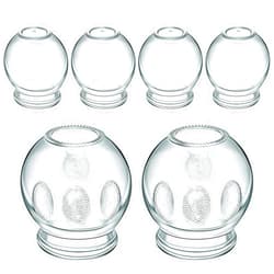 Nuanchu 6 Pieces Glass Fire Cupping Jars Thick Glass Cupping Set Vacuum Cupping Glass Fire Cupping Jars with Finger Grips in 2 Sizes