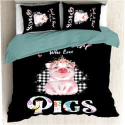 Todeyya Just A Girl Who Love Pig Duvet Cover (King Size) with 2 Pillow Shams, Microfiber Lightweight 3pcs Comforter Cover Set Coverlet, with Zipper Closure Bedding All-Season