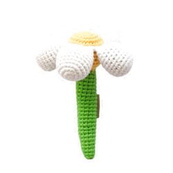 Cheengoo Baby Rattle White Daisy Flower