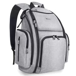 Mancro Diaper Bag Backpack, Large Multifunction Waterproof Travel Baby Changing Bag for Dad Mom with 4 Insulated Pockets and Stroller Straps, Maternity Baby Bag for Boys Girls, Grey