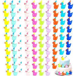 GGSTDDUP 100 Pack Mini Resin Ducks, Multicolor Mini Ducks Wearing Party Hat, Tiny Duck Miniature Duck Figures Tiny Home Ornament for Micro Landscape Dollhouse Garden Aquarium Potted School Office