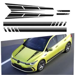 TOMALL 5pcs Car Hood Sticker Car Side Stripe Decals Rearview Mirror Stickers for Car Waterproof Vinyl Graphics Decals Roof Hood Bumper Stripes Car Door Racing Sticker DIY Universal Decoration (Black)