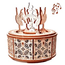 Wood Trick Dancing Ballerina Music Box Kit Swan Lake, DIY Wooden Musical Box Ballerina - 3D Wooden Puzzle, Assembly Toy, Brain Teaser for Adults and Kids