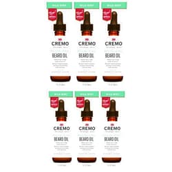 Cremo Beard Oil Revitalizing, Wild Mint, Restore Natural Moisture and Softer Your Beard 1 fl oz (30mL) - Pack of 6