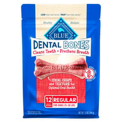 Blue Buffalo Dental Bones Regular Natural Dental Chew Dog Treats Bag, 12oz. Bag