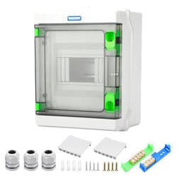Mollom 6 Way HA Series Power Distribution Box with Bus Bars and Din Rail for Miniature Circuit Breaker MCB,Waterproof IP66,Solar Power Distribution Panel for Indoor and Outdoor Use