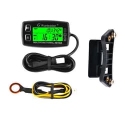 Runleader Digital Tach Hour Meter,Engine Temperature Gauge,Alert RPM & Temp,Backlights Display for Lawn Tractor Compressor Generator Snowmobile Marine Jet Ski Pit Bike (RL-HM035A-M5)