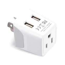 Ceptics Australia, New Zealand, China Travel Adapter Plug - Dual USB Input - Ultra Compact - USA to Type I - Perfect for Cell Phones, Chargers, Cameras, Tablets, and more (CTU-16)
