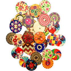 Mahaohao 30-Pack 2 inch (50mm) Large Wooden Craft Buttons Mixed Pattern, for Sewing, DIY Crafts (2 Inch) (A)