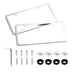 LivTee Chrome License Plate Frames, 4 Holes Stainless Steel License Plate Covers, 2PCS Car License Plate Holder, Automotive Accessories, Slim Design with Bolt and Gasket Cover for US Cars(Silver)