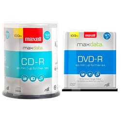 Maxell MAX638014 16x DVD-R Media & 648200 Premium Quality Recording Surface Noise Free Playback 700Mb CD-Recordable 48x Write Speeds