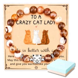 TAKANAP Beads Bracelet for Teacher, Natural Stone Jewelry for Women,Appreciation Jewelry for Educators, Symbolic Charms, Thoughtful Gesture of Gratitude. (Crazy Cat Lady)