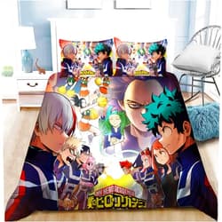 LUNK MHA Bedding Sets 3pcs Duvet Cover Set 1 Quilt Cover 2 Pillowcases 3D Printed Anime Bed Set Bedroom Decor for Boys Girls Adult Gift