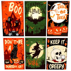 Jpfezry 6PCS Halloween Kitchen Hand Towels：Trick or Treat Ghost Pumpkin Bat Cat Tea Towel Dish Set Decorations for Bathroom Holiday Decor