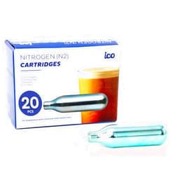 Impeccable Culinary Objects (ICO) ICO 20pcs N2 Cartridges or Nitrogen Cartridges for Nitro Cold Brew Coffee Maker Non-threaded Nitro Cartridge, 2g of Nitrogen Gas