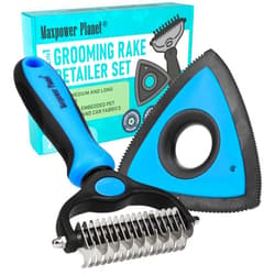 Maxpower Planet Pet Grooming Rake and Mini Pet Hair Remover Tool, Undercoat Rake for Dogs & Hair Remover for Car Carpet, Cat Fur Removal and Double-Sided Deshedding Dematting Tool for Dogs and Cats