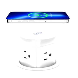 ANNQUAN 3 inch Pop Up Outlet with 15W Wireless Charger,15A Outlets,Pop Up Countertop Receptacle,Desk Hole Power Grommet for Kitchen Office,ETL Listed
