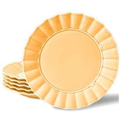 HOMBENE DINNERWARE NOT ONLY FOR DINNER HOMBENE Dinner Dinner Plates 10.5 Inches Set for 6, Ceramic Plates, Salad Serving Plates, Wavy Style, Microwave & Dishwasher Safe Plates for Cake Waffles Snacks (Amber Orange)