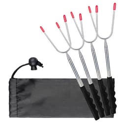 Fafish 45 Inch Marshmallow Roasting Sticks for Fire Pit - Smores Sticks,Extra Long Skewers Kit,Telescoping Camping Campfire Accessories for Hot Dog, 4 Pack (Black)