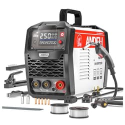 ANDELI MIG Welder 135Amp, MIG Welder Flux MIG/Lift Tig/Stick 3-In-1 Multiprocess Welder MIG Welding without Gas Flux Welding MIG-250ME LED