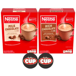 By The Cup Nestlé Hot Cocoa Mix Variety, Milk Chocolate & Rich Chocolate, 110 Single Serve Hot Cocoa Packets with By The Cup Coasters