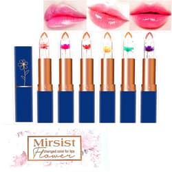 KTouler 6 Pcs Crystal Flower Jelly Lipstick,Moisturizing Long Lasting Magic PH Temperature Color Changing Lip Gloss, Nourishing Tinted Lip Balm Set
