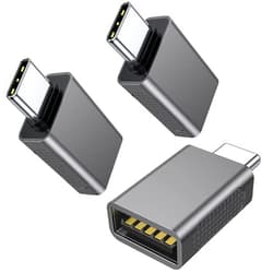 AuviPal 10Gbps USB C to USB 3.1 Adapter (3 Pack), USB Type C Male to USB A Female, Thunderbolt 4/3 to USB Converter for iPhone 15, MacBook, iMac, iPad and More Type C Devices - Space Gray