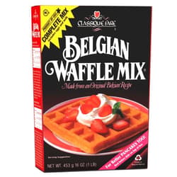 Classique Fare Belgian Waffle Mix - Makes Light and Crisp Waffles, Pancakes, Muffins & Crepes - Works with Waffle Maker - Fast and Fresh Breakfast Foods - 16 Oz Box